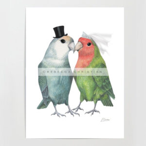 lovebird wedding art print