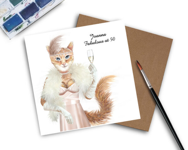 Cat Birthday Card - Personalised